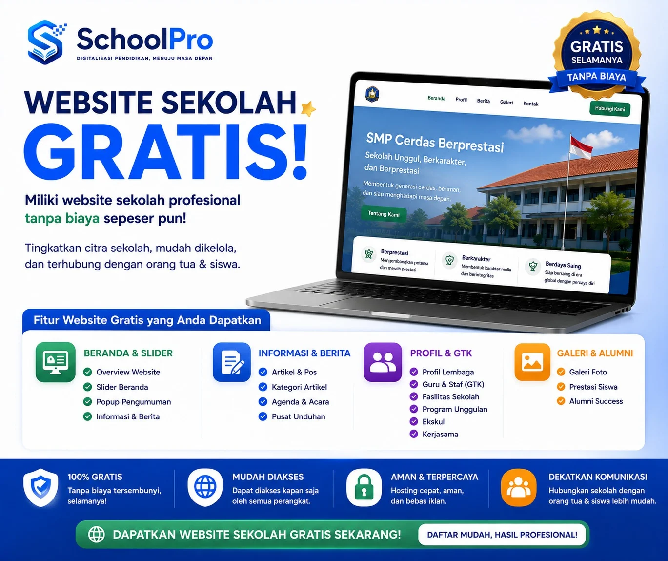 Website Sekolah Gratis Selamanya | SchoolPro.id